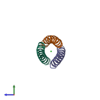 PDB entry 1bb1 coloured by chain, side view.
