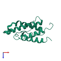 PDB entry 1bbn coloured by chain, top view.