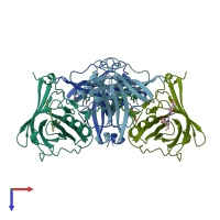 PDB entry 1bbp coloured by chain, top view.