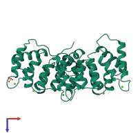 PDB entry 1bc0 coloured by chain, top view.