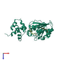 PDB entry 1bc5 coloured by chain, top view.