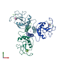 PDB entry 1bch coloured by chain, front view.