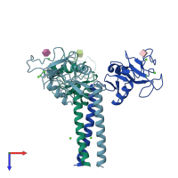 PDB entry 1bch coloured by chain, top view.