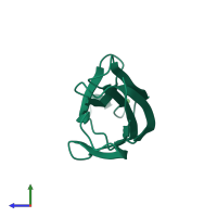 PDB entry 1bci coloured by chain, side view.