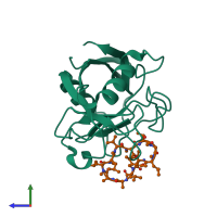 PDB entry 1bck coloured by chain, side view.