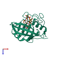 PDB entry 1bck coloured by chain, top view.