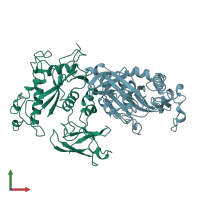 PDB entry 1bcm coloured by chain, front view.