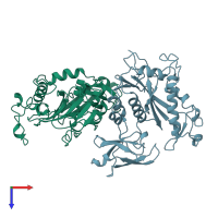 PDB entry 1bcm coloured by chain, top view.