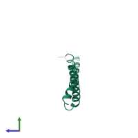 Bacteriorhodopsin in PDB entry 1bct, assembly 1, side view.