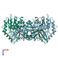 PDB entry 1bd0 coloured by chain, top view.