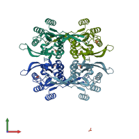 PDB entry 1bd3 coloured by chain, front view.