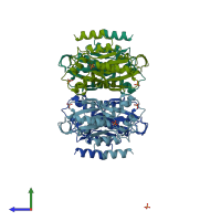 PDB entry 1bd3 coloured by chain, side view.