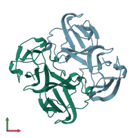 PDB entry 1bd7 coloured by chain, front view.