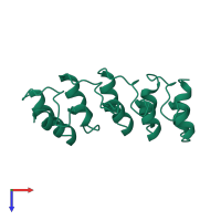 PDB entry 1bd8 coloured by chain, top view.