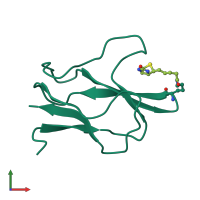 PDB entry 1bdo coloured by chain, front view.