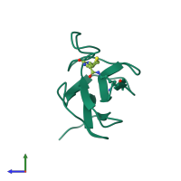PDB entry 1bdo coloured by chain, side view.