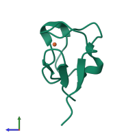 PDB entry 1be7 coloured by chain, side view.