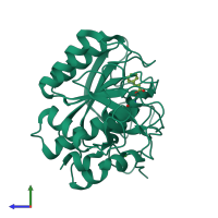 PDB entry 1be8 coloured by chain, side view.