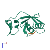 PDB entry 1be9 coloured by chain, top view.