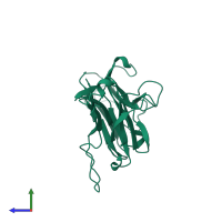 PDB entry 1bec coloured by chain, side view.