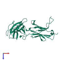 PDB entry 1bec coloured by chain, top view.