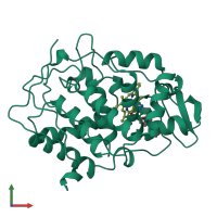 PDB entry 1bem coloured by chain, front view.