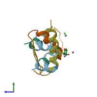 PDB entry 1ben coloured by chain, side view.