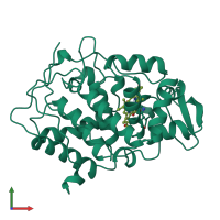 PDB entry 1bep coloured by chain, front view.