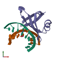 PDB entry 1bf4 coloured by chain, front view.