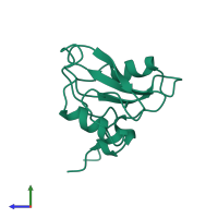 PDB entry 1bfj coloured by chain, side view.