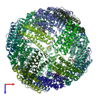 PDB entry 1bfr coloured by chain, top view.