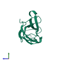 PDB entry 1bfs coloured by chain, side view.