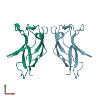 PDB entry 1bft coloured by chain, front view.