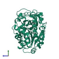 PDB entry 1bg6 coloured by chain, side view.