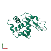 PDB entry 1bgi coloured by chain, front view.