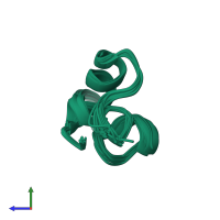 PDB entry 1bgk coloured by chain, ensemble of 15 models, side view.
