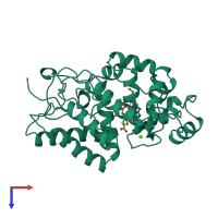 PDB entry 1bgp coloured by chain, top view.