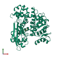 PDB entry 1bgv coloured by chain, front view.