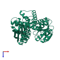 PDB entry 1bgv coloured by chain, top view.