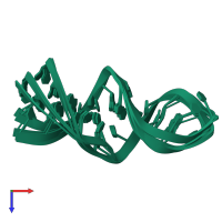 PDB entry 1bgz coloured by chain, ensemble of 6 models, top view.