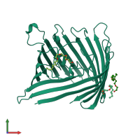PDB entry 1bh3 coloured by chain, front view.