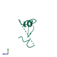 PDB entry 1bh7 coloured by chain, side view.