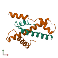 PDB entry 1bh8 coloured by chain, front view.