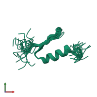 PDB entry 1bhi coloured by chain, ensemble of 20 models, front view.