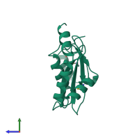 PDB entry 1bhl coloured by chain, side view.