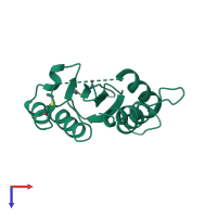 PDB entry 1bhl coloured by chain, top view.