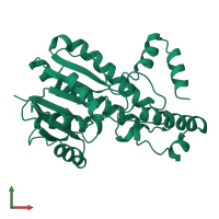 PDB entry 1bhs coloured by chain, front view.