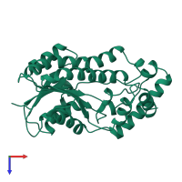 PDB entry 1bhs coloured by chain, top view.