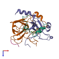 PDB entry 1bhx coloured by chain, top view.