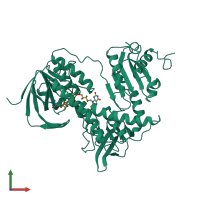 PDB entry 1bhy coloured by chain, front view.